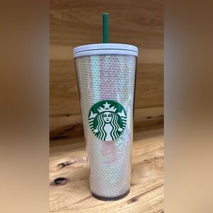 Starbucks Iridescent Sequins White/Pink Acrylic Cold Cup 24 Oz 2020